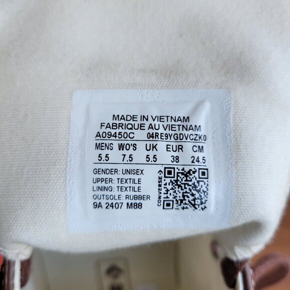 ⭐ Converse Chuck 70 High Leather Overlays 5.5 Men's Shoes Sneakers Ivory A09450C - Picture 9 of 11